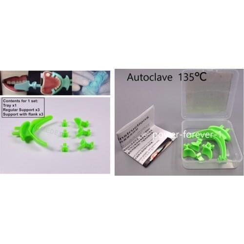 5Sets Dental BPS Centric Tray Impression Trays Occlusal Position Record Articulator Facebow Implantology Support Wings Green