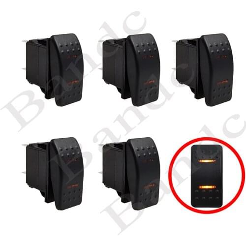 5×Rocker Switch for Car Aluminum Panel, Dual Bar 5/7P Orange Led Lights Button Switches for RV Caravan Off-Road Vehicle Boat