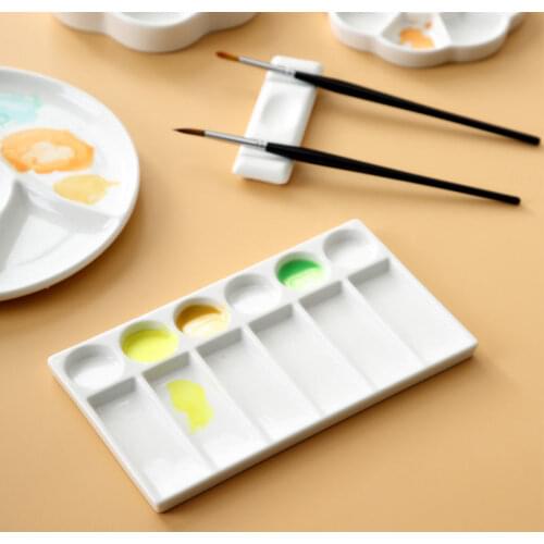 5 Pcs-Flower Plum Rectangle Ceramic Palette Color Mixing Paint Palette Tray for Watercolor Gouache Acrylic Painting Art Supplies