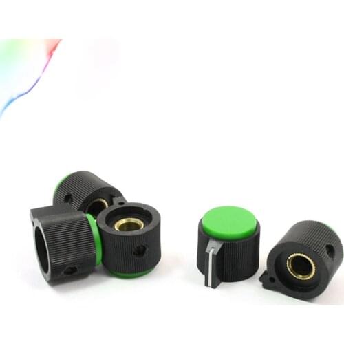 5pcs Adjustable Turn 6mm Shaft Dia Potentiometer Rotary Knobs Green