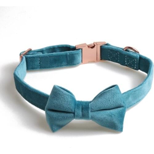 18PCS / LOT Velvet Pet Collar Dog Bow Tie Rose Gold All Metal Buckle Collar Cat Dog Grooming Accessories
