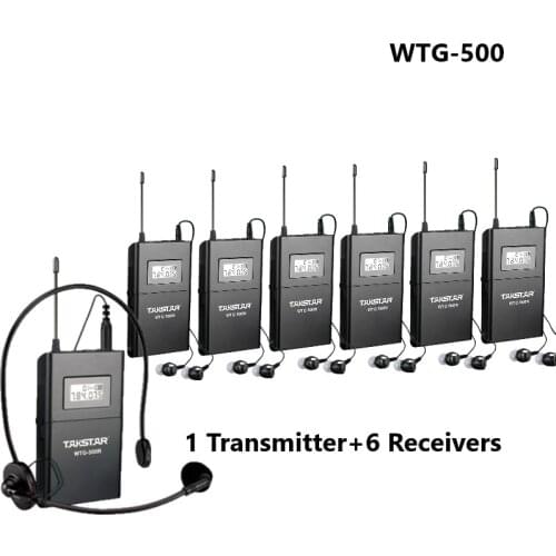 Takstar WTG500 / WTG 500 UHF Wireless audio system for Tourist guide/Simultaneous interpretation 1 Transmitter + 6 Receivers