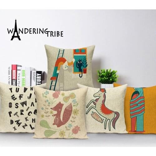 Cartoon Animal Cushion Cover Unicorn Decor Pillow Case Portrait Pillows Cases Alphabet Decorative Bed Cushions Covers Almofadas
