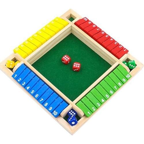 Four-person Digital Colorful Dice Shut The Box Board Game Deluxe Four Sided Table Game Set for Bar Family Party Games 4 Types