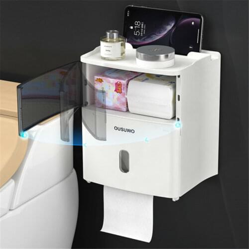 New Toilet Paper Holder Waterproof Wall Mounted for Toilet Paper Tray Roll Paper Tube Storage Box Tray Tissue Box Shelf Bathroom