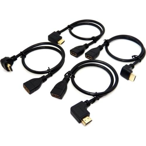 Cable HDMI-compatible 90 Degree Right Angled Type A Male to Female Cable Adapter Connector Black for DVD TV Projector 0.15M 0.5M
