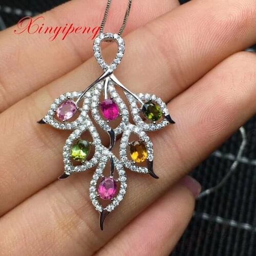 925 silver inlaid tourmaline pendant Design is beautiful