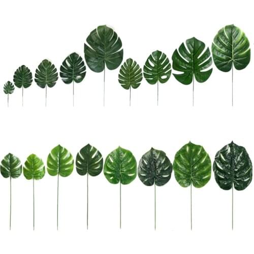 Artificial Monstera Plants Plastic Tropical Palm Leaf Plastic Plant Fake Leaf Foliage Bush for Home Wedding Decor Party Supplies