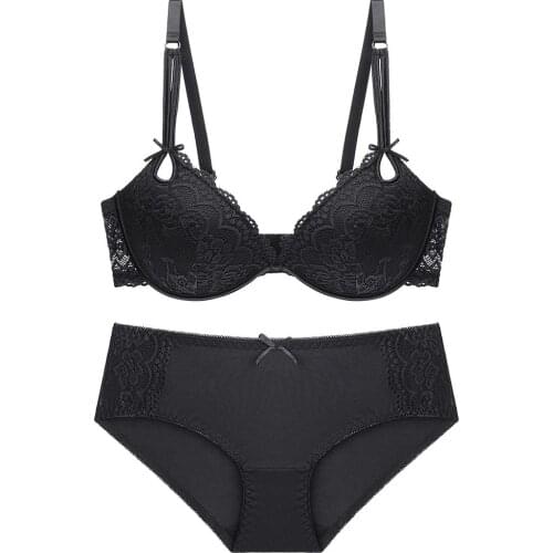 Sexy Women Bra Briefs Set Plus size Floral Lace Bralette Elegant Thin cup Bra Underwear Women Lingerie Set