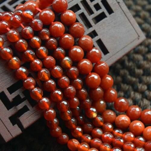 4-12mm Round 128 Faceted Red Agates Beads Natural Stone Beads For Jewelry Making beads 15inch Needlework DIY Beads Trinket
