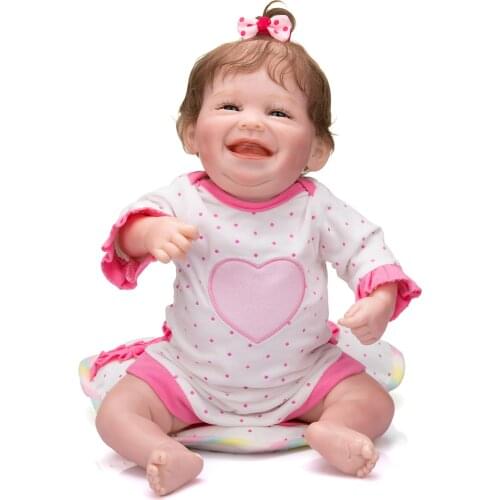NPK 49CM Bebe Doll Reborn Full Body Soft Silicone Baby Sweet Happy Baby Waterproof Bath Toy