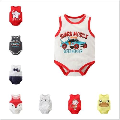 Baby Girls Summer Vest T Shirt Kids Cartoon Car Cotton Tees Undershirts T-shirts Children Clothing 1 2 Year Boys Sleeveless Tops