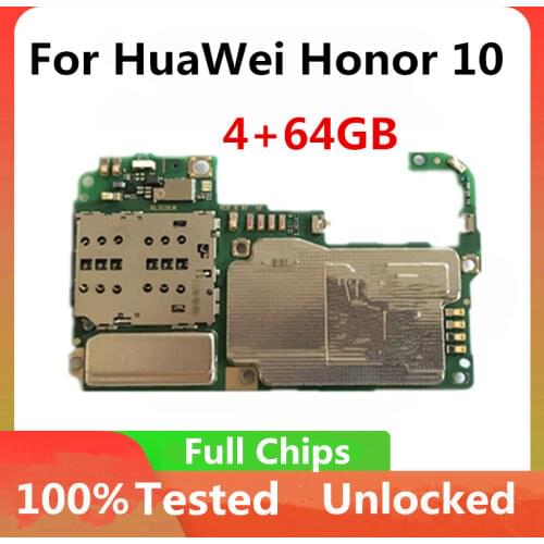 Original For huawei honor 10 motherboard unlocked For huawei honor 10 Logic Board With Android System full chips 4+64GB 4-128GB