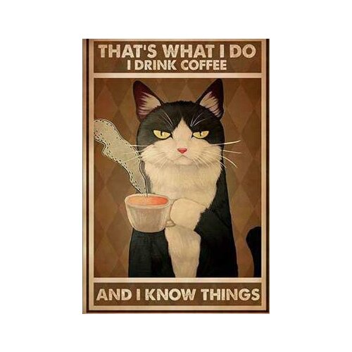 Metal Sign Tuxedo Cat Thats What I Do Tin Signs New Year Easter Wall Decoration Bar Pub Gifts for Family Fun Signs 8X12 inch