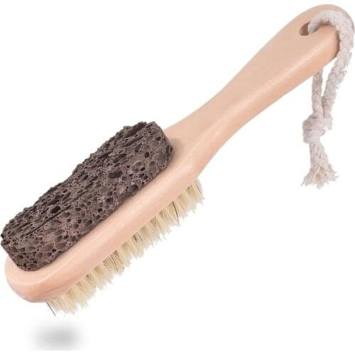 Multifunction Pedicure Tool File Natural Wood Pumice Stone Exfoliating Foot Cleaner Steel Cleaning Brush Foot Massage Pedicure