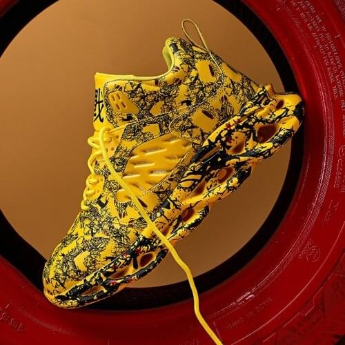 Fashion mens hip-hop shoes graffiti high-top breathable sports large size basketball shoes outdoor non-slip running shoes39-46