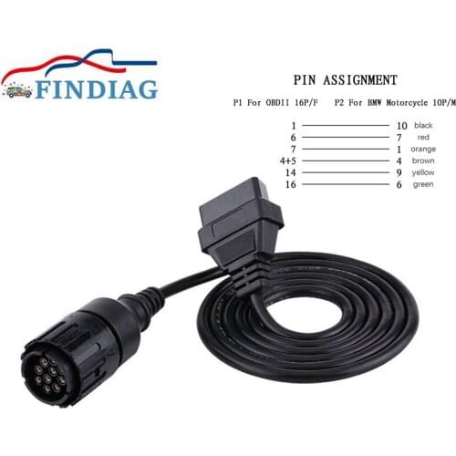 Motorcycles OBDII Diagnostic Cable For BMW ICOM-D 10Pin to 16Pin Adapter I-COM A2 Tool Cables 1M Length Extension Cable