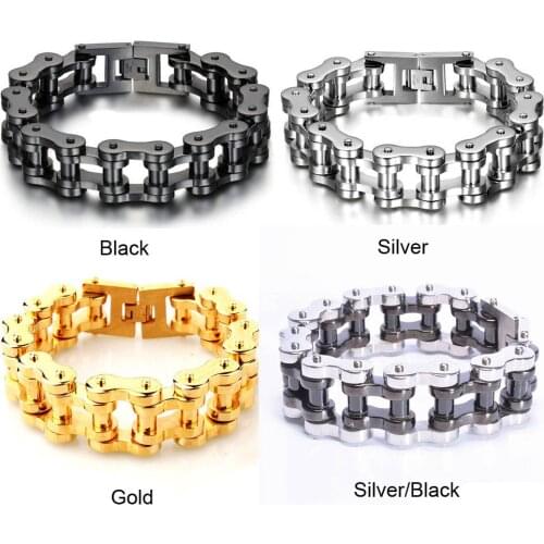 Hip Hop Men Women Bracelets Stainless Steel Electroplated Bicycle Motorcycle Punk Coolest Moto Chain 18mm/22mm Wide