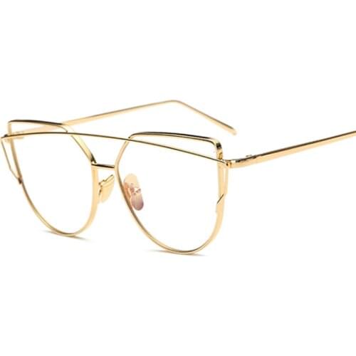 Fashion Cat Eye Glasses Women Metal Optical Eyeglasses Frames Transparent Clear Lens Eyewear Trending Styles Brand Spectacle