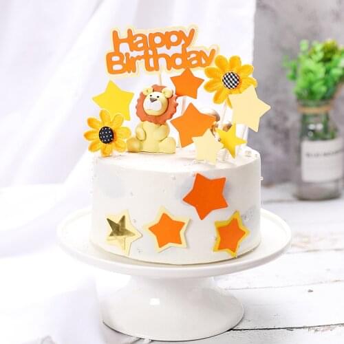 Safari Animals Lion Decoration Birthday Summer Kids Foavr Jungle Safari party Supplies Cake Topper Decor Boy Gifts