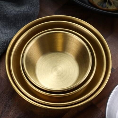 1PC Golde Silver Sauce Dish Appetizer Serving Tray Stainless Steel Sauce Dishes Spice Plates Kitchen Supplies Plates