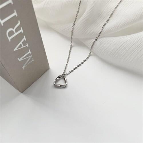 Punk Simple Solid Color Hollow Metal Geometric Triangle Pendent Necklace Korean Cute Necklace for Women Men Girls Neck Jewelry