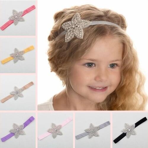 Baby Girls Rhinestone Star Headband Flower Hair bands Children Girls Wedding Party Hair Accessories Princess Headwear