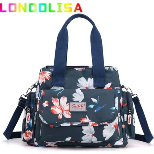 Waterproof Nylon Floral Shoulder Rural Style Handle Bag European American Vintage Lady Sac Lightweight 4 Layers Messenger Purse