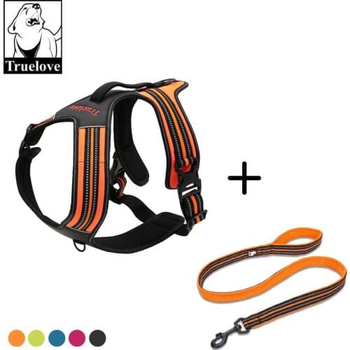 Truelove 3M Reflective Dog Harness and Leash Set Pet Dog Nylon Vest Harness Lead Training Running Soft For Medium Large Dogs