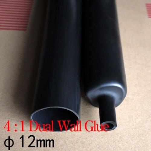 1M 12mm Diameter PE 4:1 Ratio Heat Shrinking Tube Adhesive Lined Dual Wall With Thick Glue Wire Wrap Waterproof Kit Cable Sleeve
