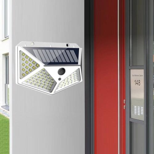 ✈ 100 LED Solar Power Motion Sensor Wall Light Solar Outdoor Lamps Garden Lamp Waterproof Solar Power Wall Lights 1/2/4 Pcs