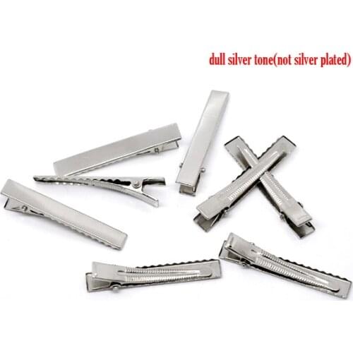 DoreenBeads 40 Silver Color Prong Barrettes Hair Clips 57x9mm (B10849)