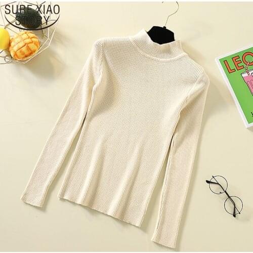 2021 Autumn Winter Women Knitted Turtleneck Sweater Korean Style Women Casual Sweater Slim Femme Elasticity Pullovers 5213 50