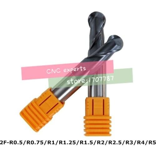 10PCS radius 0.5 0.75 1.0 1.25 1.5 2.0 2.5 3.0 4.0 5.0mm HRC50 2 flutes Tungsten Carbide Ball Nose End Mill set milling cutter