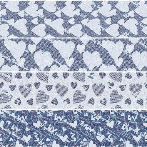 16-75MM Denim Pattern Printed Grosgrain Ribbon 50 Yards/Roll Tape Clothing Bakery Gift Wrapping Accessory Hairbow Head