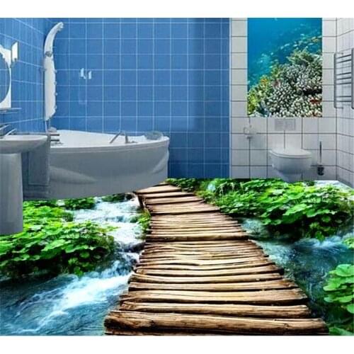 Beibehang 3D bridge water floor tiles background download large custom wallpaper mural decoration