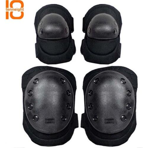TENNEIGHT 4 Pcs tactical Elbow&Knee Pads Paintball Combat Safety Protective pads Climbing Snowboard skate hunting elbow Knee