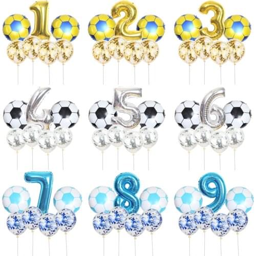7 Pcs/lot Football Soccer Theme Round Balloons Confetti Latex Helium Balloon Birthday party Decor Childrens Toys Ball