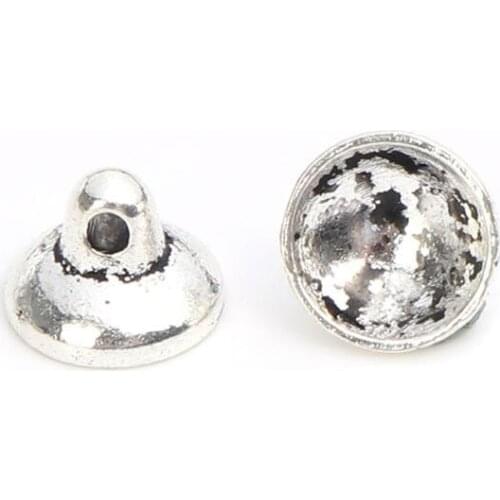 8SEASONS Zinc Based Alloy Beads Caps Round Silver Color Color Jewelry DIY Charms (Fit Beads Size: 12mm Dia.) 8 x 6mm, 100 PCs