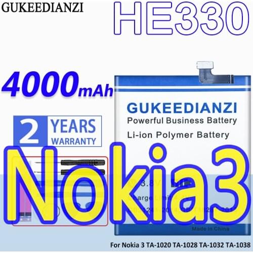 High Capacity GUKEEDIANZI Battery HE330 4000mAh For Nokia 3 TA-1020 TA-1028 TA-1032 TA-1038 Nokia3