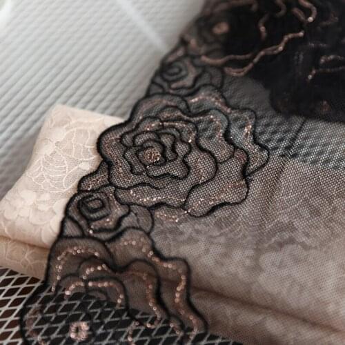 Hot sale Lace accessories Good quality rose gold thread embroidery lace 22 cm H2203
