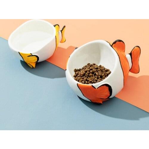 Pet Dog Feeding Food Bowls Ceramic Cat Bowl 15 Degrees Tilted Cat Food Container Safeguard Neck Puppy Cats Feeder Pet Supplies