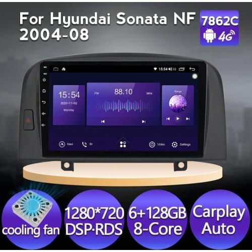 6G 128G Fan Android 11 Car Radio Video Multimedia Player Navigation GPS For Hyundai SONATA NF 2004 2005 2006 - 2008 2 DIN No dvd