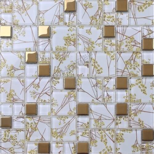 Express shipping free!! glass mosaic tiles golden color for bathroom wall tiles living room wall mosaic tile