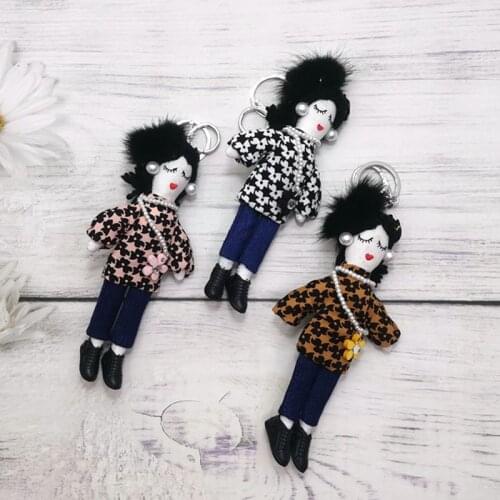 2021 New Women Handmade Doll Key chains Bag Pendants DIY Lady Car Charms Girls Dolls Bag Fashion Key Ring Decorations NS607