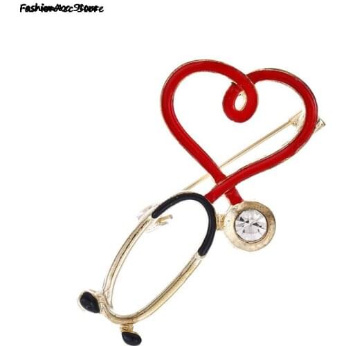New Hot Sale Medical Medicine Brooch Pin Stethoscope Electrocardiogram Heart Shaped Pin Nurse Doctor Backpack Lapel Jewelry