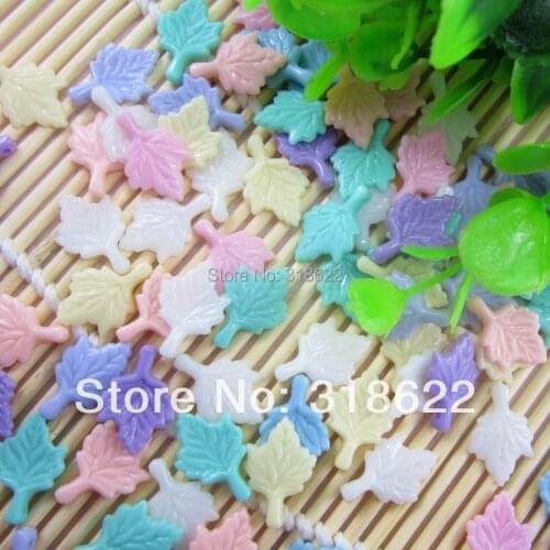 11*18mm 300pcs Mixed Color Beads,acrylic Charms,leaf Pendant Flatback Acrylic Beads For Jewelry Making
