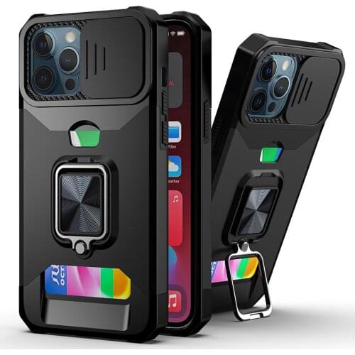 For iPhone 13 Pro Max Case Shockproof Armor Card Slot Stand Holder Cover for iPhone 12 11 Pro X XR XS Max 6 6S 7 8 SE 2020 Case