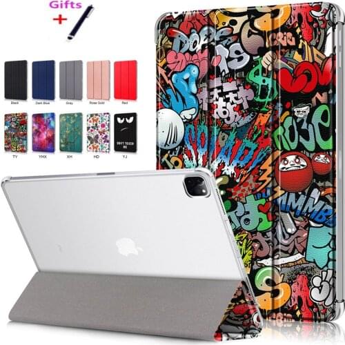 Case For New iPad Pro 12.9 2021 2020 2018 tablet Clear Hard PC Back Smart Stand Cover For iPad pro 12 .9 inch Cover+Gift pen