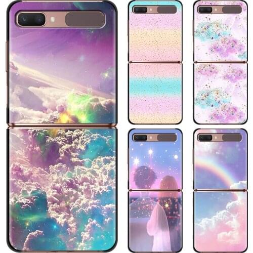 Rainbow Weather Hard Phone Case For Samsung Galaxy Z Flip 3 Caso PC Shell Black Cover Smartphone